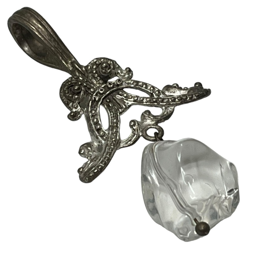 Vintage Rebecca Collins Silver Millennium Acrylic Crystal Pendant Ornament